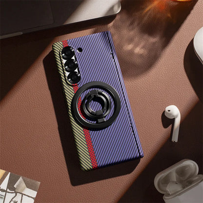 For Samsung Galaxy Z Fold 6 5 4 3 360 Full Protection Screen Glass Hinge Bracket Case for Z Fold7 Carbon Fiber Protective Cover