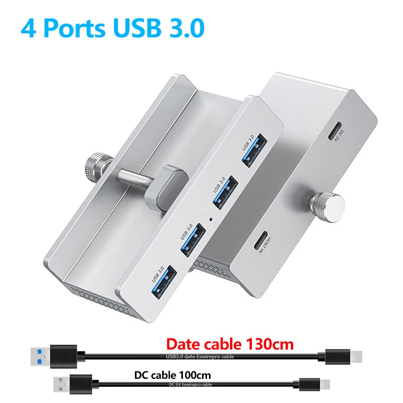 10Gbps USB HUB Clamp USB3.2/3.0/2.0 Splitter Adapter External Multi Clip Dock For iMac Macbook Lenovo Desktop PC Accessories