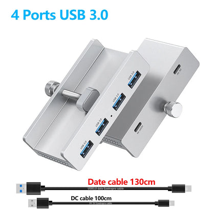 10Gbps USB HUB Clamp USB3.2/3.0/2.0 Splitter Adapter External Multi Clip Dock For iMac Macbook Lenovo Desktop PC Accessories