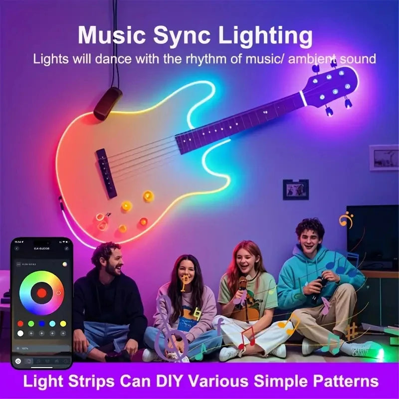 5V USB Smart Neon Rope Light 3/5M Waterproof Led Strip Lights With App Remote Music Sync for Bedroom Gaming Room Decoration