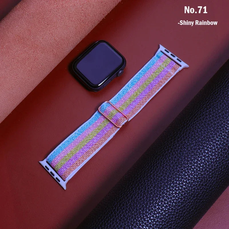 Bling Nylon Strap for Apple Watch Band 44mm 40mm 38mm/42mm bohemian Bracelet iWatch Series 7 6 5 4 3 41mm 45mm 8 9 ultra 2 49mm