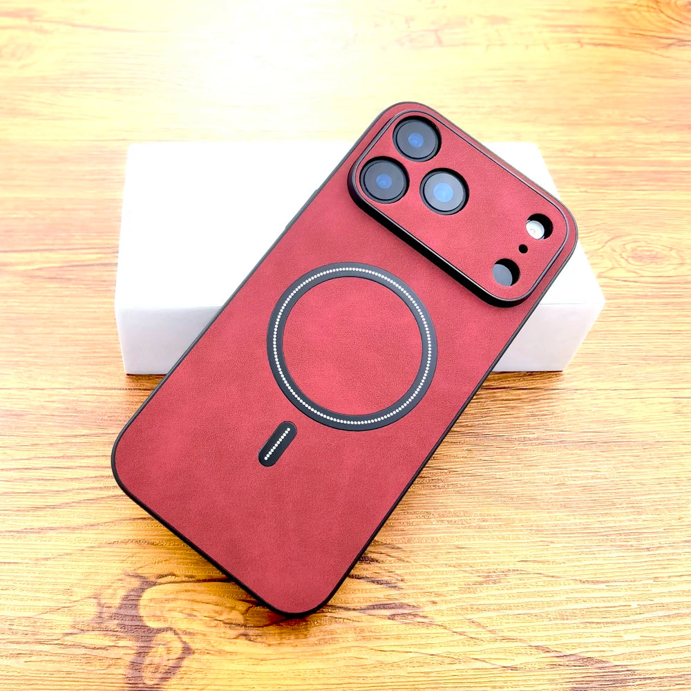 Luxury Faux Leather Retra Case For iPhone 17 Air 16 16E 15 14 13 12 11 Pro Max 17Pro iPhone17 Magsafe Wireless Charge Full Cover