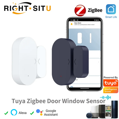 Tuya Zigbee Door Window Sensor A Burglar Alarm Smart Home Automation Security Protection Smart Life Work with Alexa Google Home