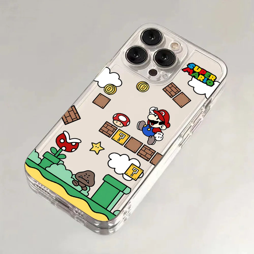 Hot game Phone Case For m-marios iPhone 16 15 14 13 12 11 Mini Pro Max X XR XSMax 7 8 Plus SE20 Transparent Cover