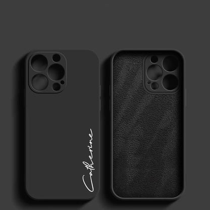 Luxury Liquid Silicone Soft Full Cover 15 14 13 Pro Max Personalized Customized DIY Name Case For iPhone 15 14 13 12 11 Pro Max - covers4phones