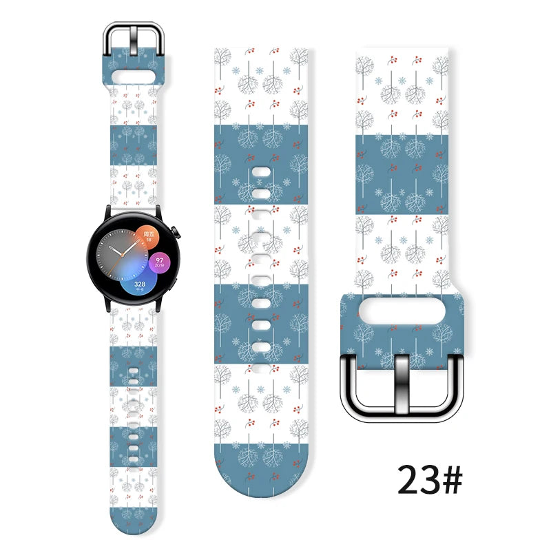 20mm Christmas Series 5 Strap for Samsung Galaxy Watch 7/6/5 40mm 44mm Band Replaceable Bracelet for Xiaomi Huawei Amazfit Watch