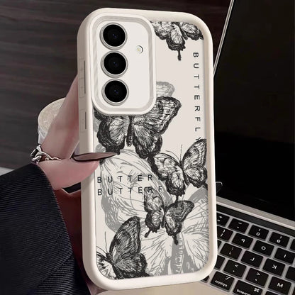 INS Retro Butterfly Silicone Case For Samsung Galaxy S25 Edge S24 S23 S22 Ultra S24 FE A55 A56 A17 A15 A16 A36 A25 5G Soft Cover