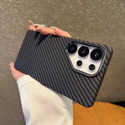 Mountain Carbon Fiber Kevlar Pattern Plastic Case For Samsung S25 S24 S23 Ultra Plus For Magsafe Magnetic Wireless Charge Cover