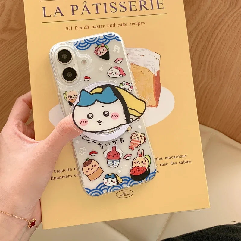 Cute Cartoon Japan Anime Chiikawa Magnetic Holder Magsafe Wireless Charge Phone Case For iPhone 16 15 14 13 12 11 Pro Max Cover