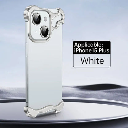 Luxury Alien Titanium Alloy Bumper Phone Case For iPhone 15 13 12 14 Pro Max 15Plus Metal Lens Film Protection Corner Pads Cover