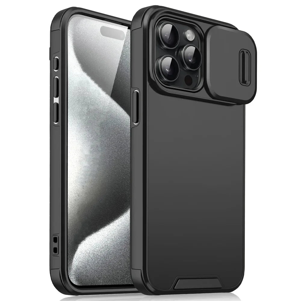 Slide Camera Lens Protection Case For iPhone 16 15 14 11 12 13 Pro Max Plus Solid Color Armor Shockpoof Cover For iPhone 13 Mini