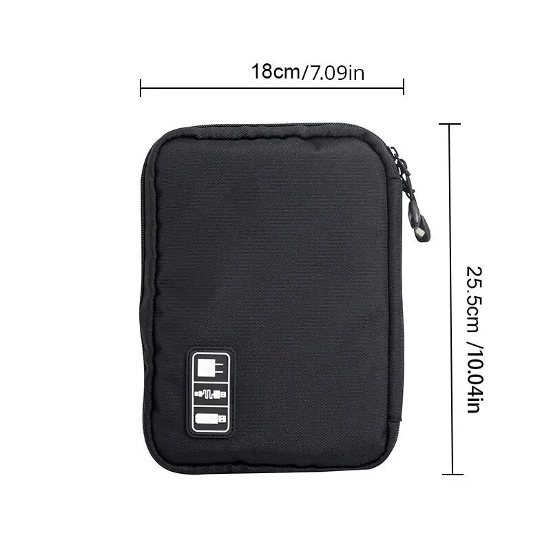 1pc Black Green Storage Bag Electronic Accessory Organizer Portable Usb Data Cable Charger Plug Travel Waterproof Organizer - covers4phones