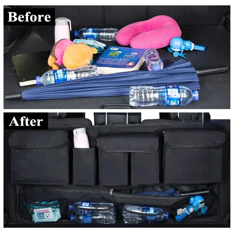 Back Seat Car Trunk Hanging Storage Bag Organizer With 9 Pockets Oxford Waterproof Multi-pocket Car Trunk Storage Bag Organizer