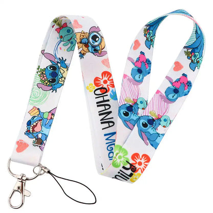 Stitch Cute Cartoon Animation Lanyards For Keys Chain ID Credit Card Cover Pass Mobile Phone Charm Neck Strap Badge Holder Gifts