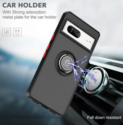 Magnetic With Ring Stand Shockproof Protective Cover For Google Pixel 7 6 8 9 Matte Finish Phone Case for Google Pixel 7 Pro 8A