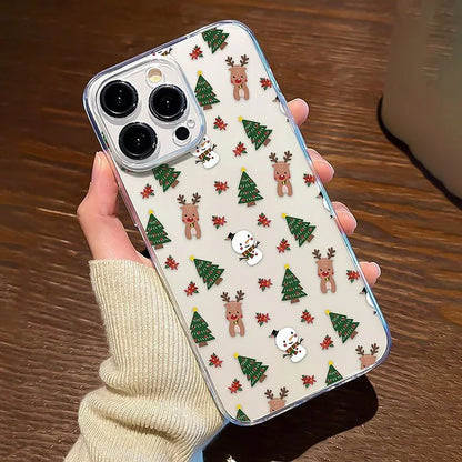 New Year Christmas Gift Santa Claus Clear Phone Case For Samsung Galaxy S25 S24 S23 S22 Ultra Plus S22+ S23+ S24+ S25+ Covers