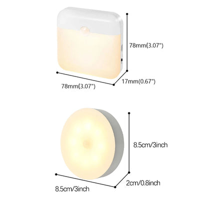 Motion Sensor Led Light Usb Charging Square Lamp for Bedroom Kitchen Stair Hallway Wardrobe Cupboard Lighting