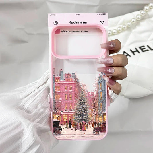 Cute Winter Snow Christmas Phone Case for IPhone 17 Pro Max Air 16 Pro Max 15 14 13 12 11 Mini Plus Transparent Hard Back Cover