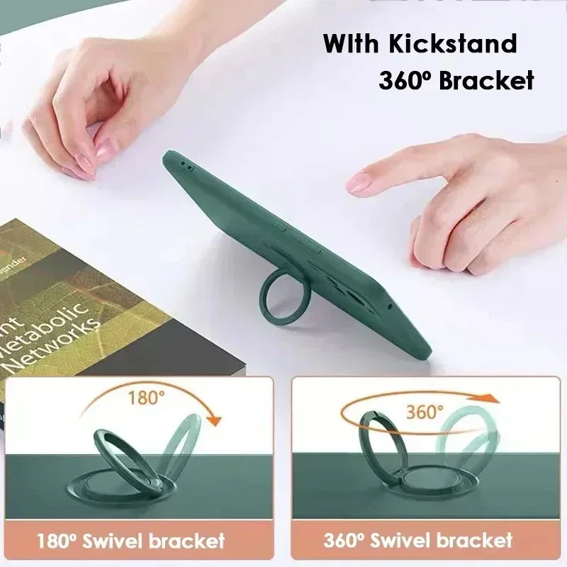 Original Liquid Silicone Rotable Ring Holder Case For Google Pixel 10 9 Pro XL 8 7 6 A Pro Wrist Strap Skin Feel Protector Cover