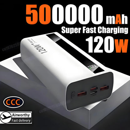 120W 200000mAh Power Bank High Capacity Super Fast Charging Power Bank Portable Battery Charger For Huawei iPhone Samsung Xiaomi