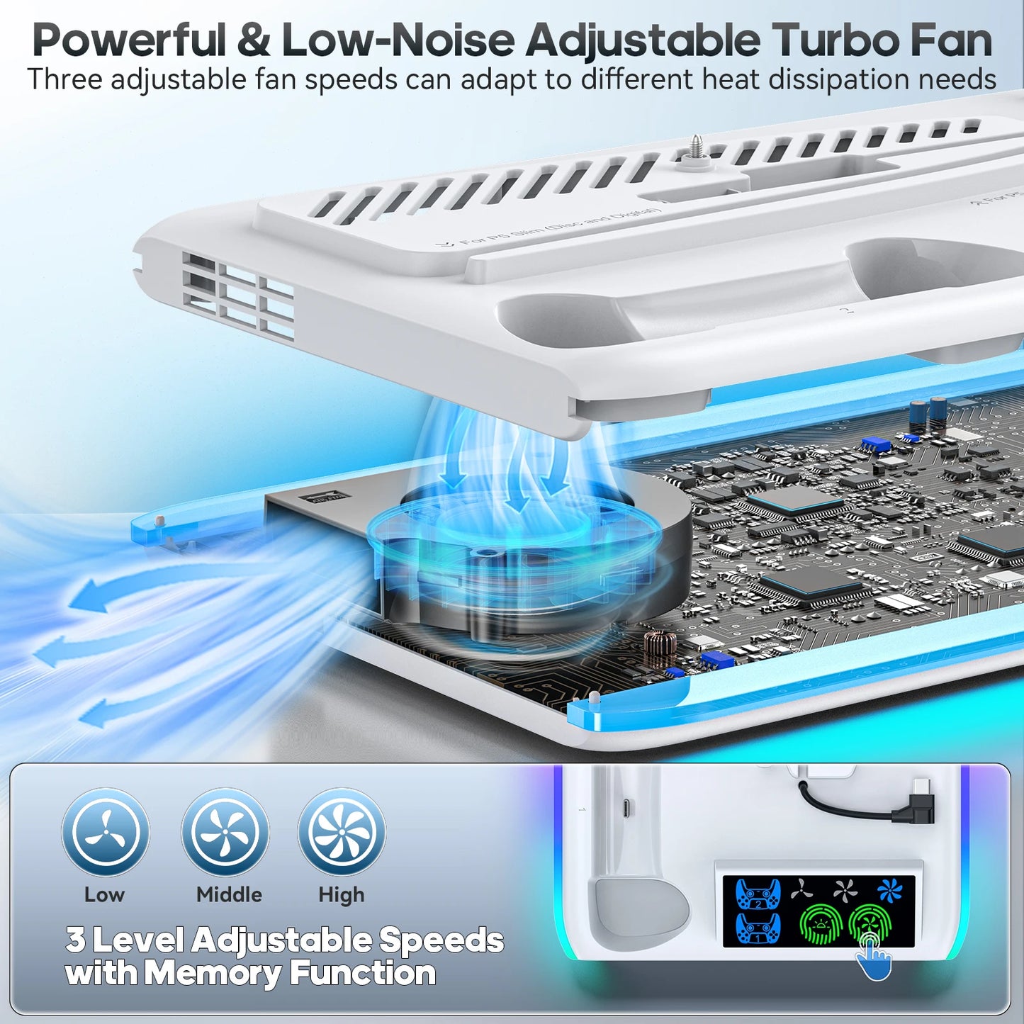 Game Stand For Sony PS5 Console Playstation Play Stations PS 5 Slim Pro Support Base Holder Cooler Fan RGB Gaming Accessories