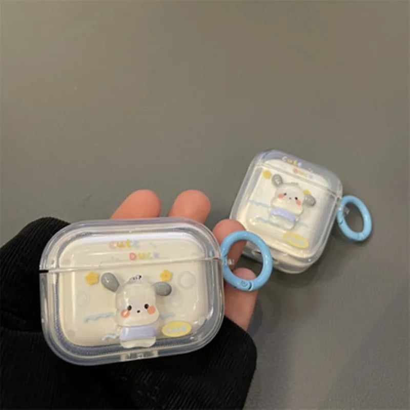 Sanrio Pochacco Earphone Case for AirPods 4 1 2 3 Pro Cartoon Wireless Bluetooth Silicone Headphone Transparent Protective Cover