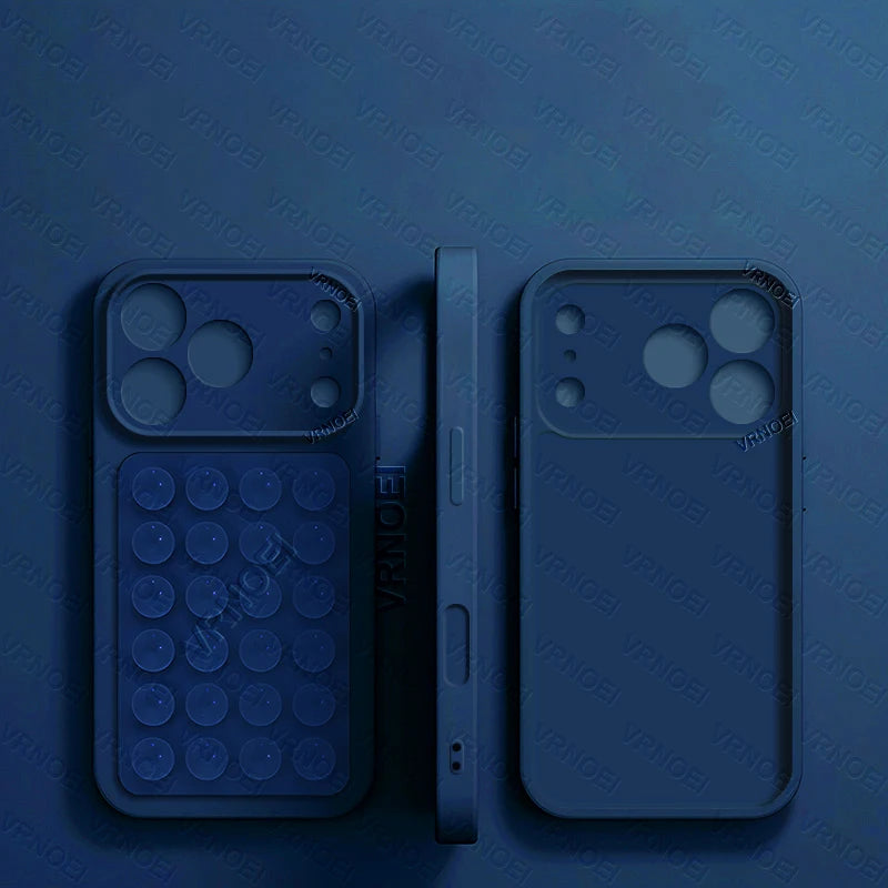 Fashion 2IN1 Suction Cup Bracket Lens Protection Phone Cases For iPhone 17 16 13 11 14 15 12 17 Pro Max Case Phone Accessories