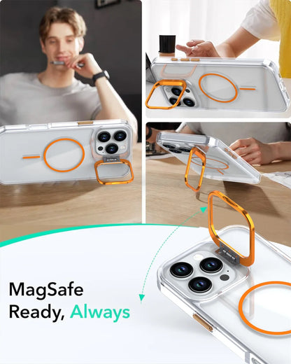 Original For Magsafe Invisible Lens Stand Holder Phone Case For iPhone 14 15 16 17 Pro Max Plus 16E 13 12 11 Clear Acrylic Cover