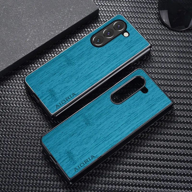Case for Samsung Galaxy Z Fold 7 3 4 5 6 funda bamboo wood pattern Leather cover Luxury coque for galaxy z fold7 case capa