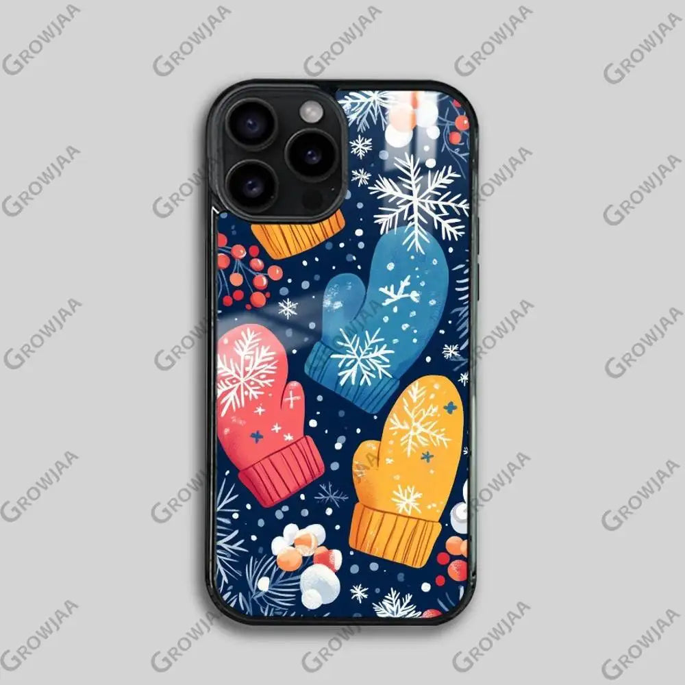 Christmas Gloves phone case for iPhone 17 16 15 14 13 12 11 Pro Max Plus Mini Magsafe Magnetic Wireless Mirror Funda