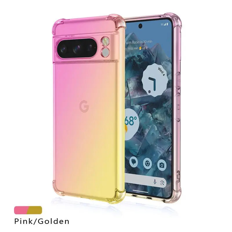 Gradient Airbag TPU Case for Google Pixel 10 9 Pro XL 9A 8A 8 Pro 7A 7 6A 5G Protective Shockproof Cover Fundas Coque Capa