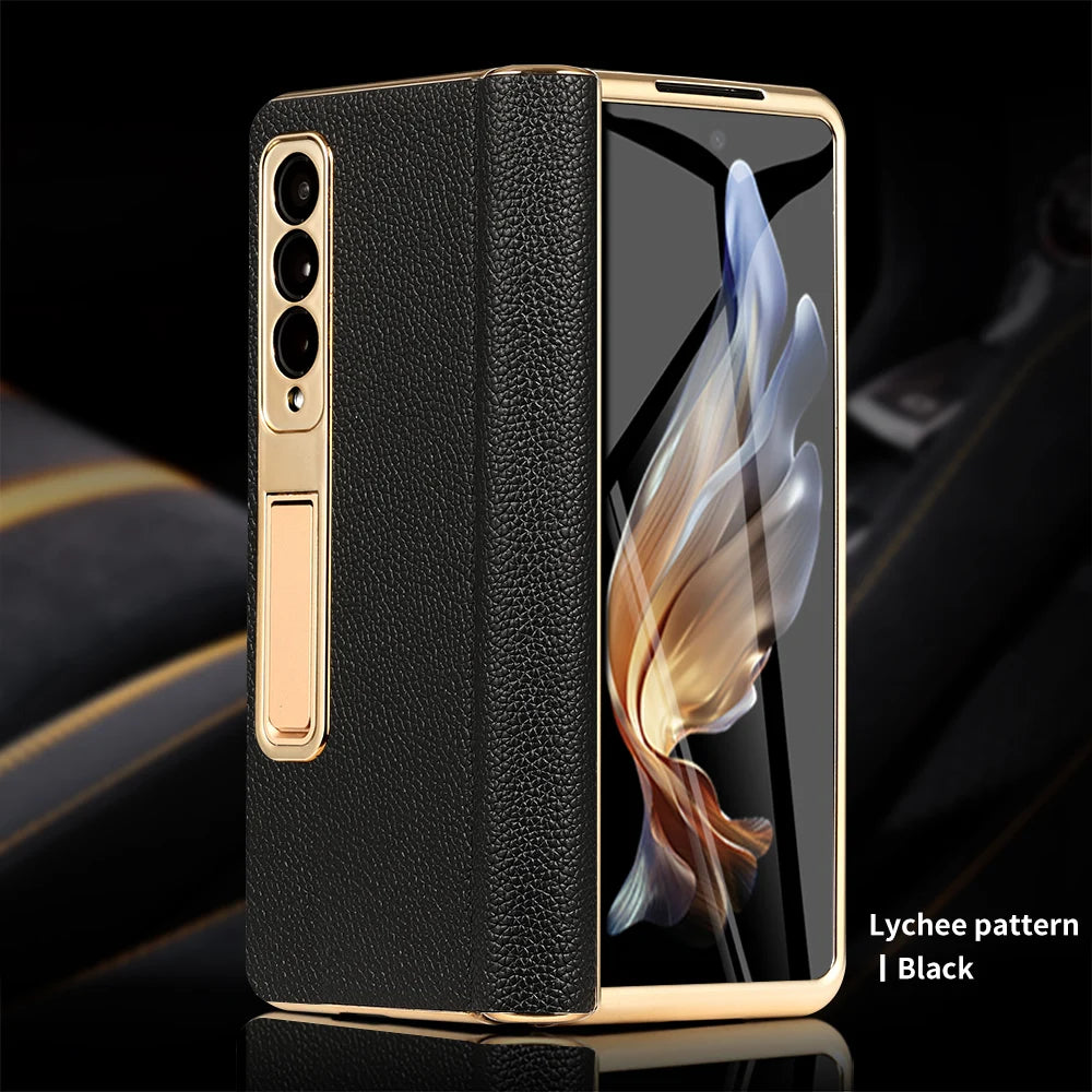 LANGSIDI Brand Luxury Genuine Leather Shockproof Case for Samsung Galaxy Z Fold 3 4 5 6 Magnetic Hinge Protective Stand Cover