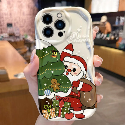 Santa Claus Wave Case for iPhone 16 15 14 Pro Max 13 12 Mini 11 XS X XR 8 7 Plus SE 2022 2020 Soft Shockproof Back Cover Funda