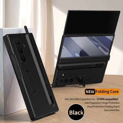 Matte For Samsung Galaxy Z TriFold Tri-Fold Case Kickstand Bracket Pen Slot Stylus Holder Hinge Back Cover Glass Film Protector