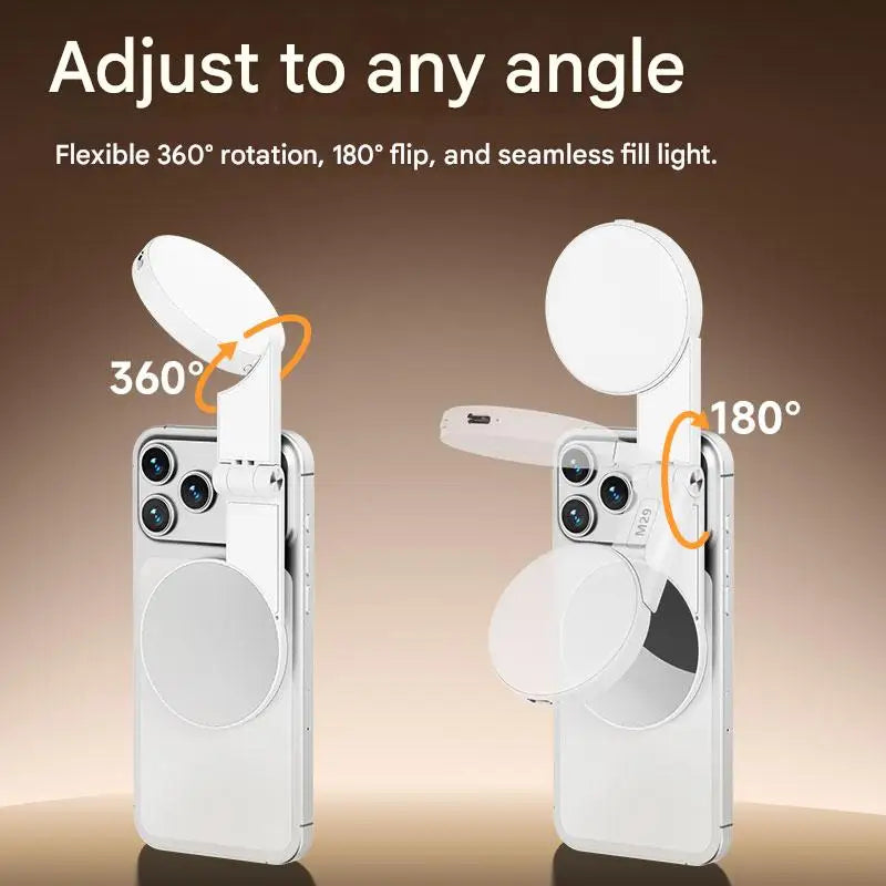 3-in-1 Magnetic Portable Selfie Ring Light Stand for Phone Makeup Mirror - Adjustable Lighting for Perfect Selfies