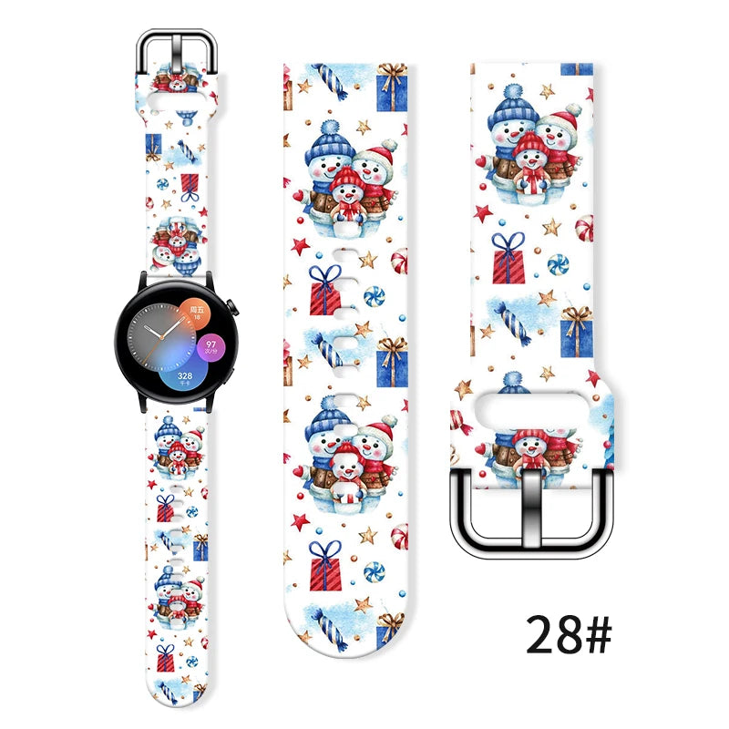 20mm Christmas Series 5 Strap for Samsung Galaxy Watch 7/6/5 40mm 44mm Band Replaceable Bracelet for Xiaomi Huawei Amazfit Watch