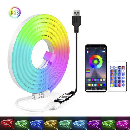 LED Neon Light Strip Rgb Dimming Flexible and Waterproof App Remote Control Dual Mode Built in Microphone for Voice Control