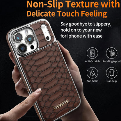 Luxury Fashion Snake-Patterned Leather Phone Case For iPhone 17 16 15 14 13 12 Pro Max 17Air  Inner Shell With Flannel Lining