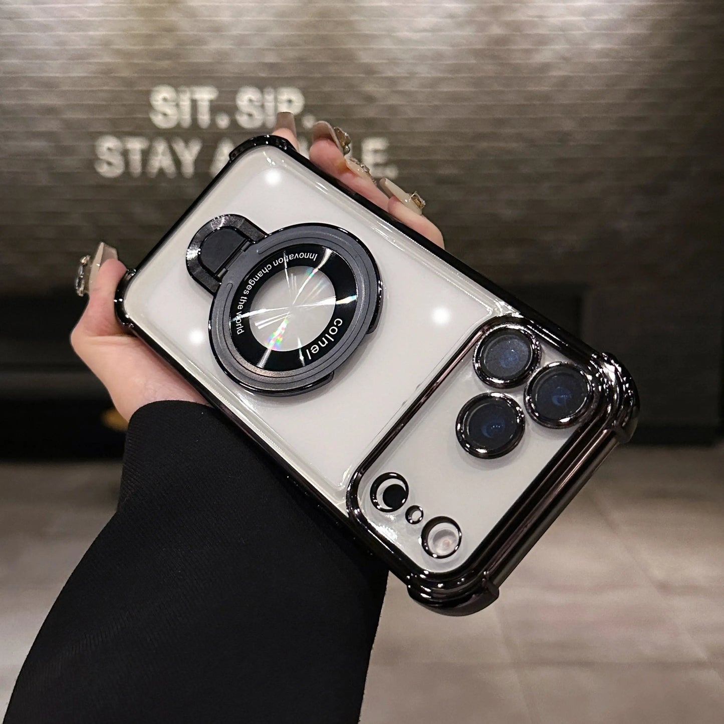 Shockproof Plating Magnetic Case For iPhone 17 Air 17 16 15 14 13 12 Pro Max Plus iPhone XS XR XS MAX Back Covers with Holder