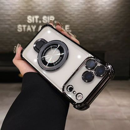 Shockproof Plating Magnetic Case For iPhone 17 Air 17 16 15 14 13 12 Pro Max Plus iPhone XS XR XS MAX Back Covers with Holder
