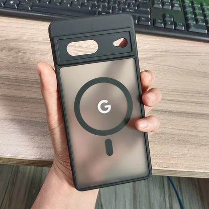 For Google Pixel 8Pro 8 8A 7Pro 7 7A 6 Case Magnetic Charging Matte Clear Shockproof Cover Wireless Charging Translucent Frosted