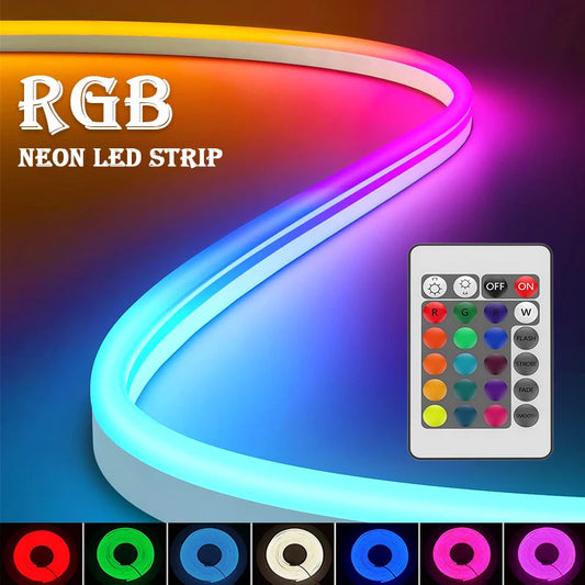 USB LED Neon Rope Lights, RGB Led Strip Lights with Remote, Color Changing Flexible Led Light Strip, Gaming 5V Neon Lights