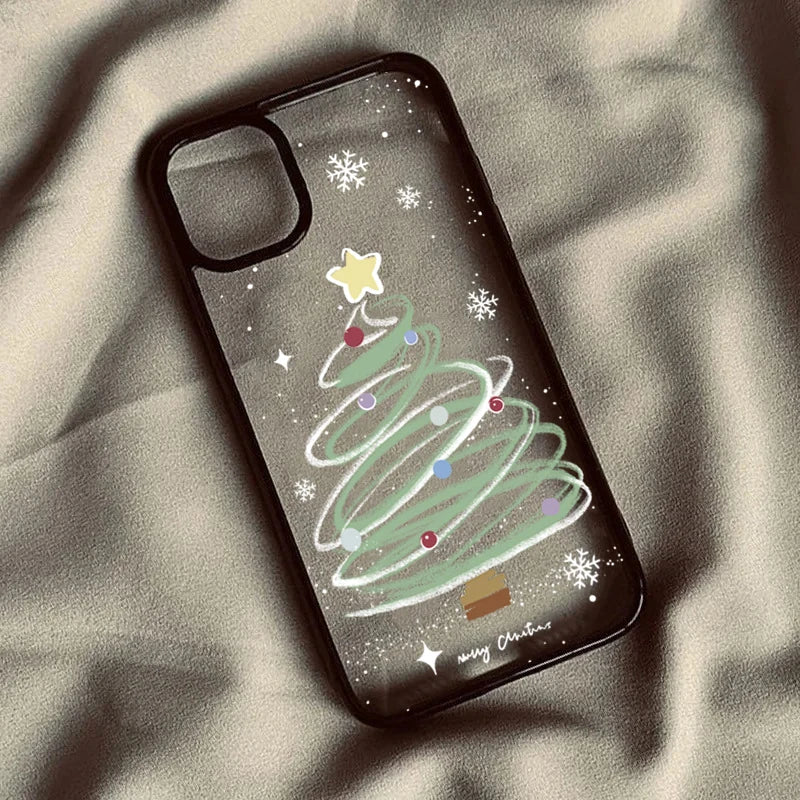Christmas Tree Santa Claus Clear Phone Case For iPhone 17 16 Pro 16 Plus 16 15 14 13 12 11 Pro Max 17 Air 16E Protective Cover