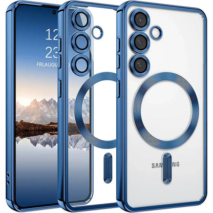 Luxury Magnetic For Magsafe Case For Samsung Galaxy S26 S25 Edge S24 FE S23 S21 Plus Ultra Plating Silicone Cover Clear Soft