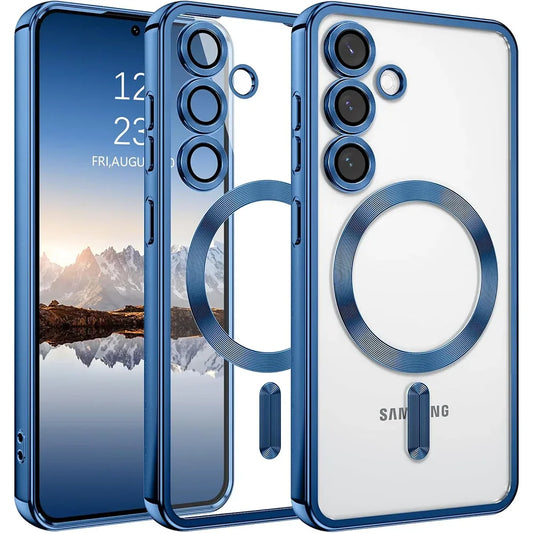 Luxury Magnetic For Magsafe Case For Samsung Galaxy S26 S25 Edge S24 FE S23 S21 Plus Ultra Plating Silicone Cover Clear Soft