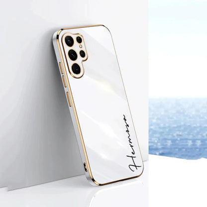Case For Samsung Galaxy S24 Ultra Personalized Customized Name Case Luxury 6D Plating Soft Cover S23 S22 S21 S20 FE Ultra Plus - covers4phones