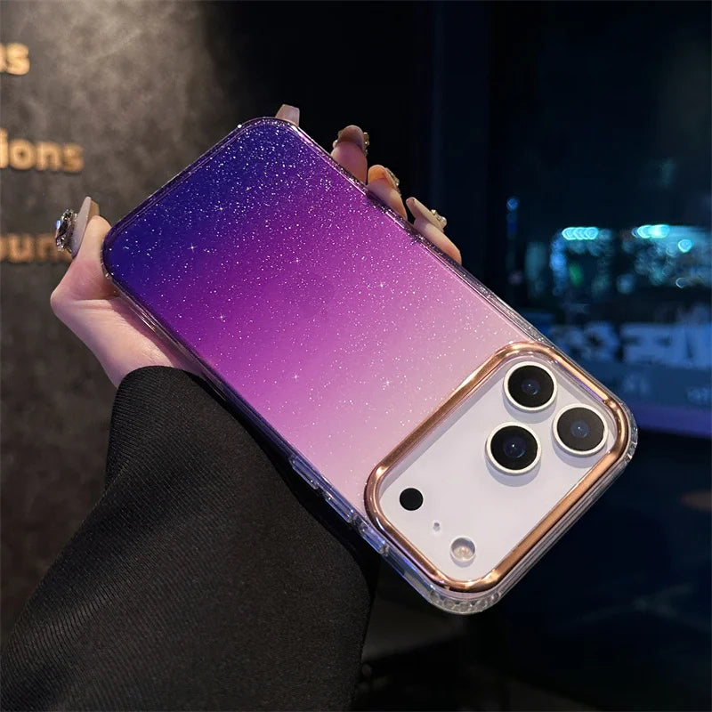 Popular Gradient Glitter Transparent Case For iPhone 17 Air 16/E 15 14 Plus 13 12 11 Pro Max Soft TPU Shockproof Protector Cover