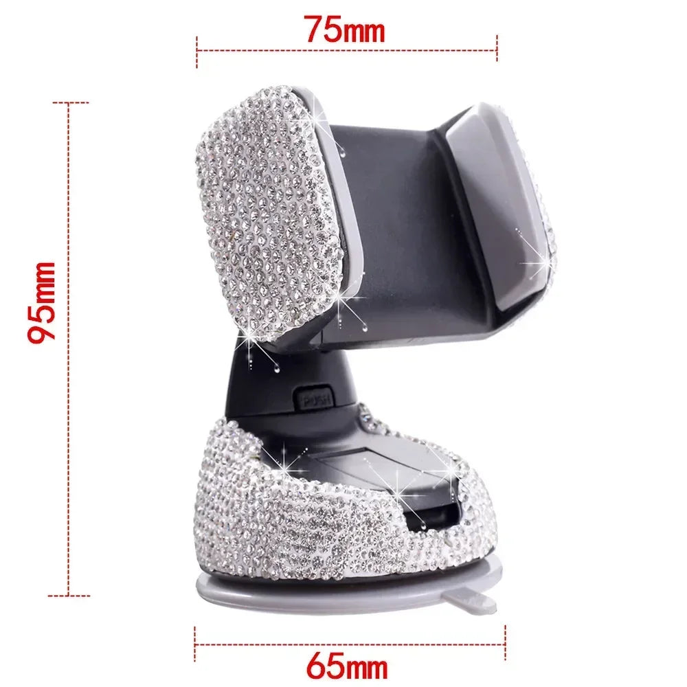 Crystal Rhinestones 360 Degree Car Phone Holder for Car Dashboard Auto Windows and Air Vent Universal Car Mobile Phone Holder
