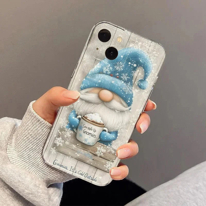 Cartoon Creative Christmas Winter Snow Gnome Cute Phone Case For iPhone 17 16 15 14 13 12 11 Pro XR Max 7 8 Plus MINI y2k Cover
