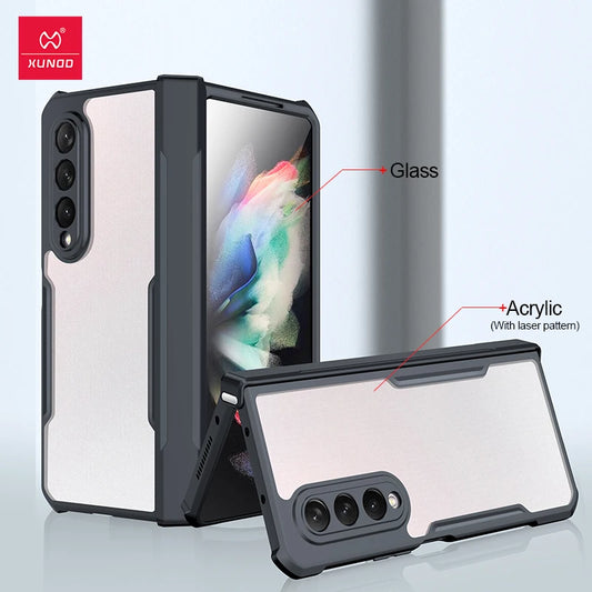 Xundd For Samsung Galaxy Z Fold 3 4 5 6 Fold 7 Foldable Case Airbag Anti-drop Camera Protect Acrylic&TPU Cover